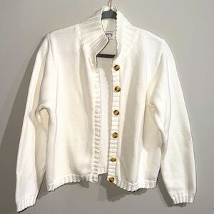 Bkg & Company New York Women One Size Ribbed Knit 100% Colton White Sweater